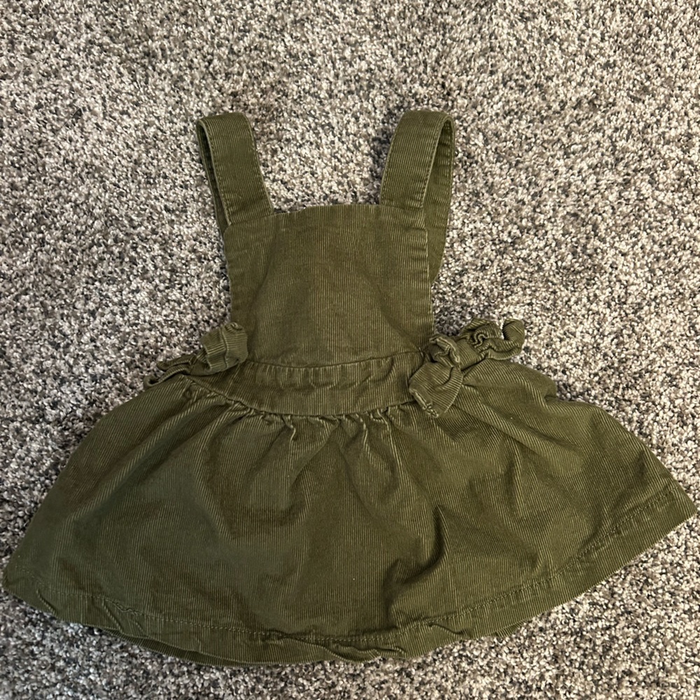 Olive Green corduroy dress with long sleeve onesie